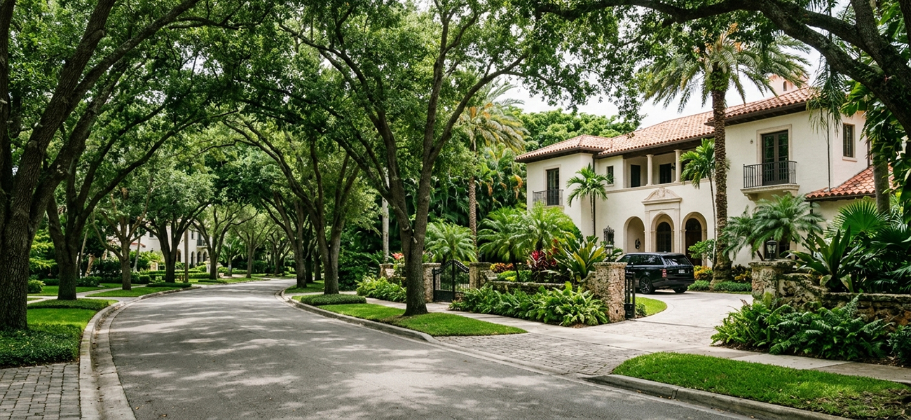 Scenic street views in Florida for clients moving to Coral Gables with real estate expert Alejandro Bernal.
