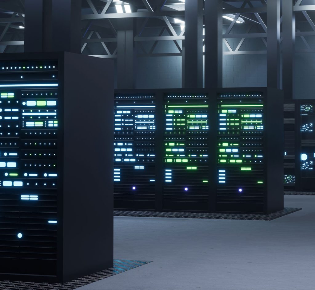 Fachada de un data center industrial de gran escala en Florida para infraestructura de inteligencia artificial